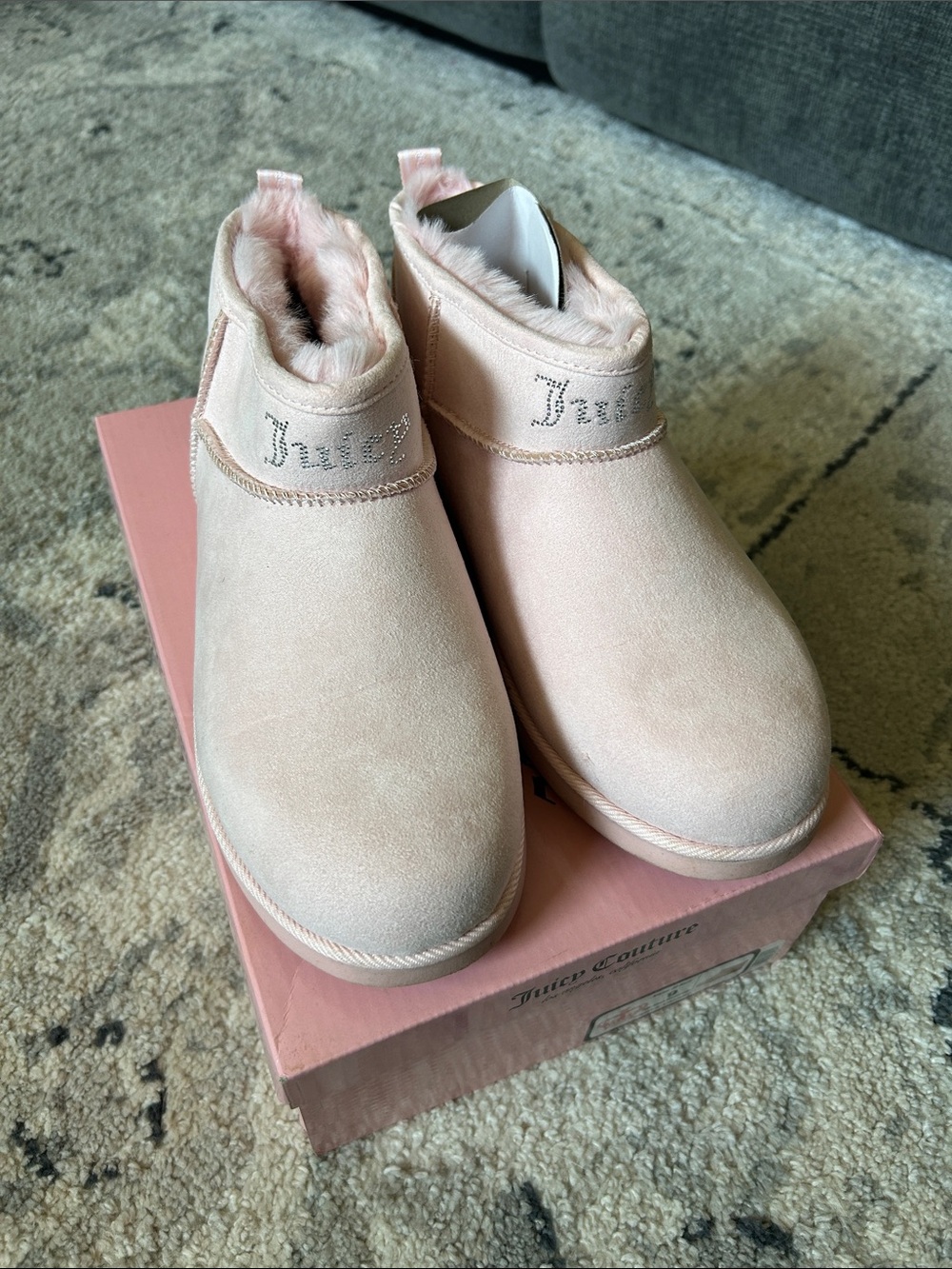 Juicy Couture Pale Pink Faux-Fur Ankle Booties